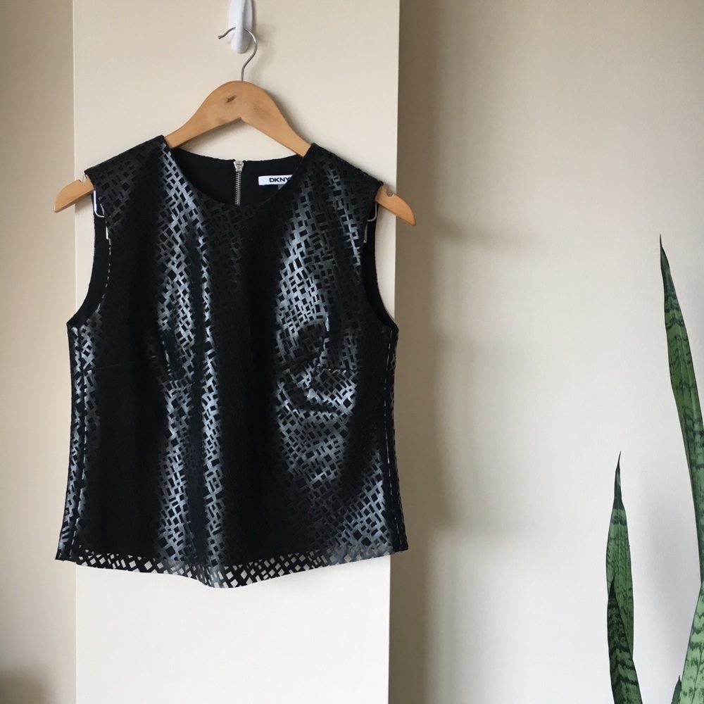 DKNYC Leather Cut Out Top